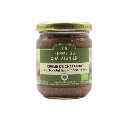 Creme de châtaigne chocolat lait noisette BIO<br>- La ferme du châtaignier -